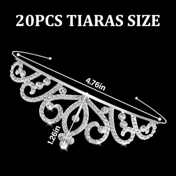 20 Pcs Silver Tiaras Crowns Headbands Set for Women Girls Prom Wedding main image 7